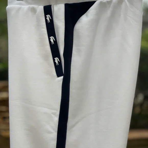 LACOSTE CONTRAST ACCENTS COTTON BLEND FLEECE TRACK PANTS (3XL) - Picture 5 of 6